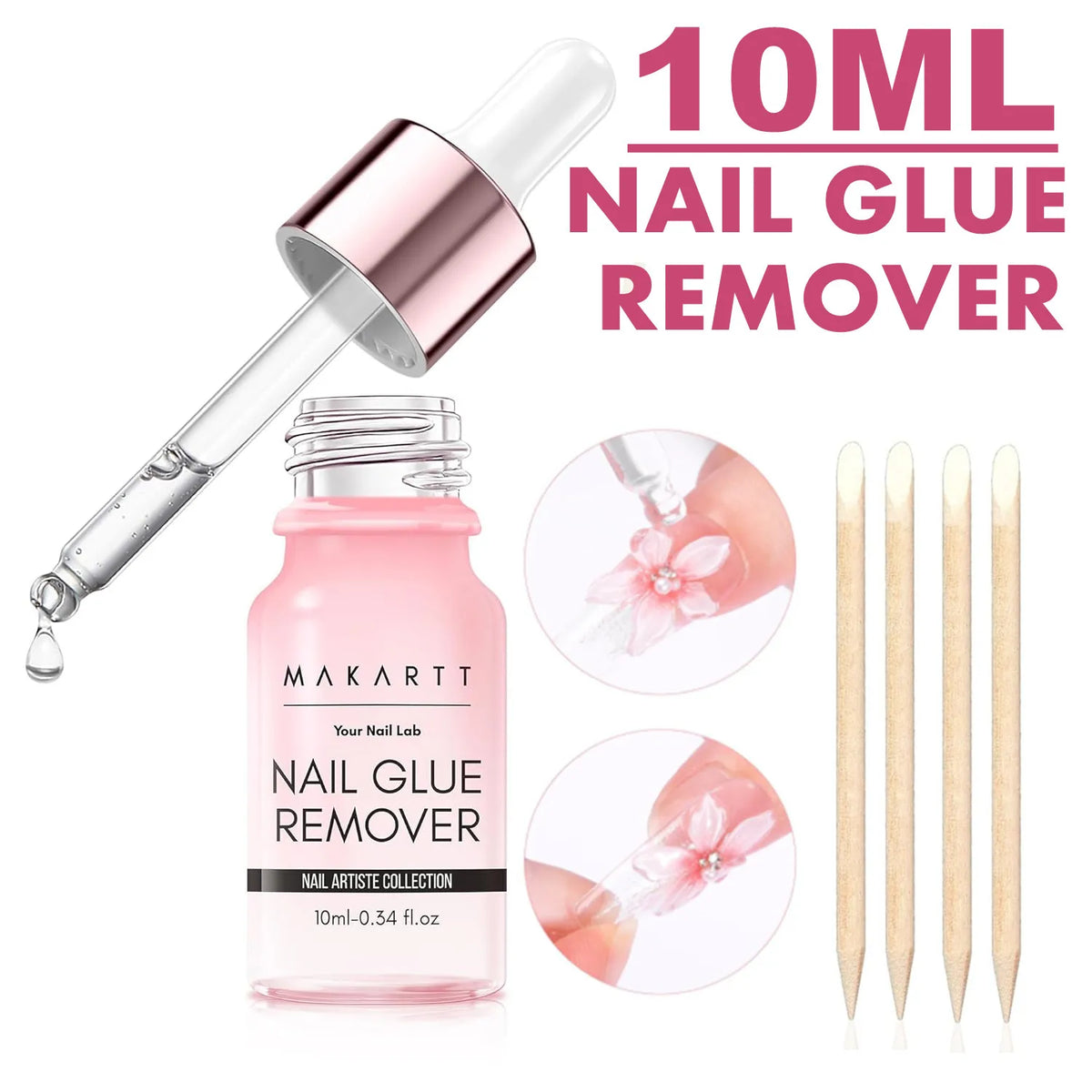 Nail Glue Remover for Press on Nails, 50ML Nail Glue Remover for UV Nail Glue, Non acetone Gentle Glue Off for False Nails Glue