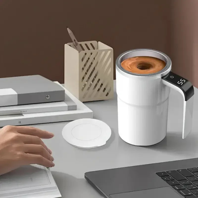 Smart Coffee Cup Recharge Automatic Mixing Coffee Mug Stainless Steel Magnetic Coffee Mug with LED Display Temperature Home Use