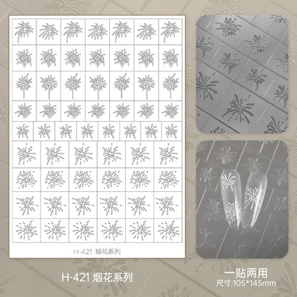 Kaniu Transparent Hollow French Nail Stickers Snowflake Starry Design Nail Art Decal Self-Adhesive Manicure Stencil Template
