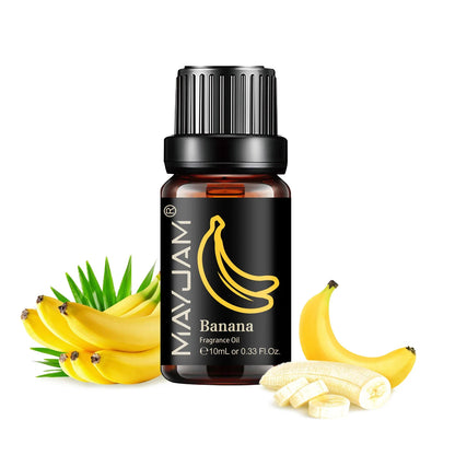 Blushimmer Mayjam Fruit Essential Oil bottle with cherry, banana, papaya, grape, litchi, guava, kiwifruit, pear, and fig fragrances.