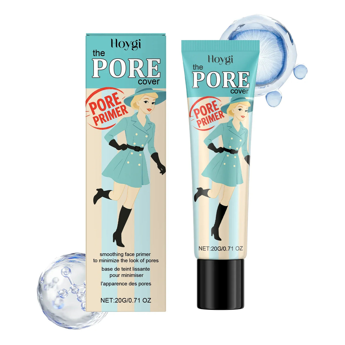 Blushimmer pre-makeup pore primer smoothing skin texture, controlling oil, moisturizing, and creating an even, invisible pore finish.