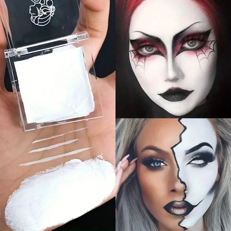 Matte Light White Liquid Foundation Cream Full Coverage Long-Lasting Black&White Cosplay Festival Makeup for All Skin Types