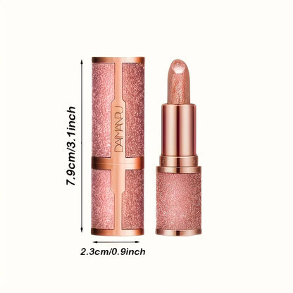 Blushimmer rose smoke powder lipstick with glossy velvet finish, waterproof, durable, and anti-fouling for shiny lips.