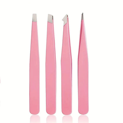 Blushimmer professional stainless steel eyebrow tweezers set with non-slip textured handles for precise eyebrow shaping.