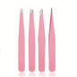 Blushimmer professional stainless steel eyebrow tweezers set with non-slip textured handles for precise eyebrow shaping.