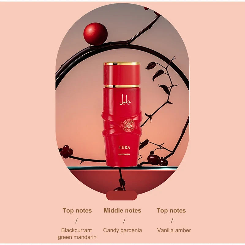 Luxury Arab unisex perfume spray with floral, fruity, spicy, and musk notes, featuring a gourmand oriental fragrance by Blushimmer.