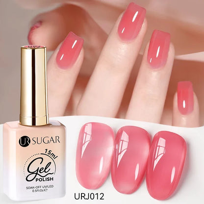 Blushimmer UR SUGAR 15ml translucent milky white gel polish for semi-permanent UV nail art and soak-off gel varnish.