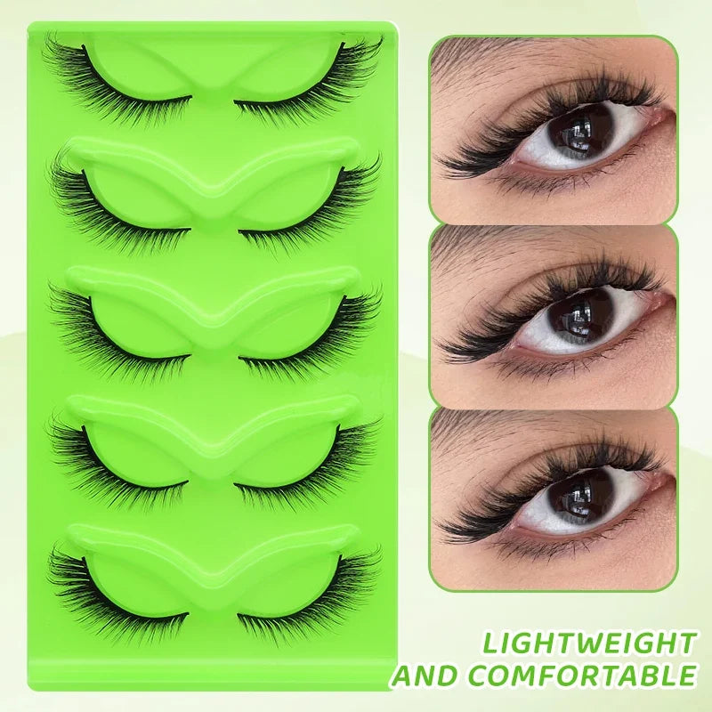 DINGSEN 5 pairs of fluffy cat eye mink eyelashes by Blushimmer with wispy, natural long strip lashes for a dramatic look