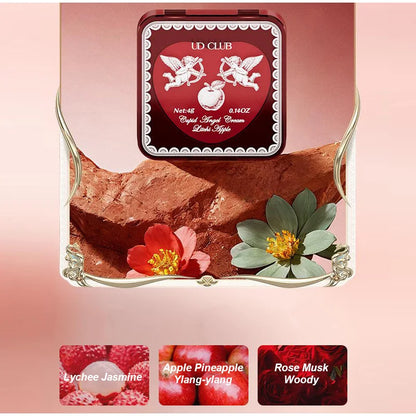 Blushimmer Cupid Eros unisex solid perfume with fresh floral, fruity notes of strawberry, gardenia, and apple.