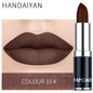 Blushimmer Handaiyan 12-color matte velvet lipstick set with long-lasting waterproof, non-stick cups in a sleek display.