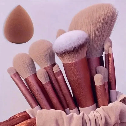 Blushimmer vegan makeup brush set with soft fluffy kabuki and blending brushes for foundation, contour, and baking application.