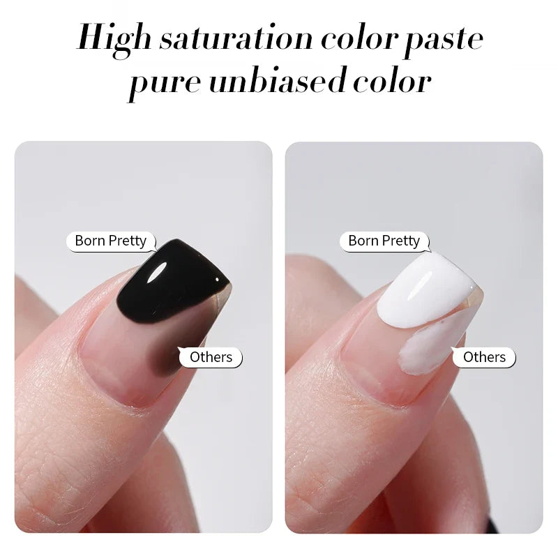 Blushimmer Born Pretty black and white color gel nail polish in 250g refill package, semi-permanent UV/LED soak-off gel