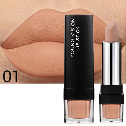 Six-color matte lipstick set by Blushimmer featuring long-lasting, waterproof, smudge-proof velvet finish in vibrant shades.