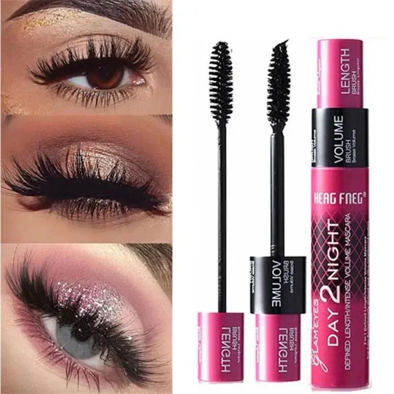 Black curled mascara by Blushimmer with a wand applying lengthening, volumizing, waterproof lashes for a natural, quick-drying finish.