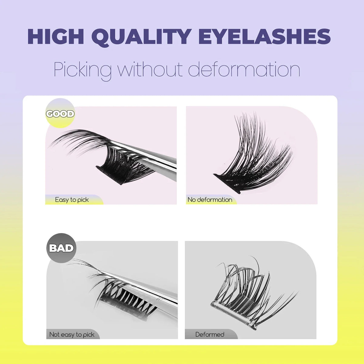 Blushimmer Groinneya Lashes Clusters cat eye wispy individual eyelash extensions with fluffy, voluminous style for DIY makeup application.
