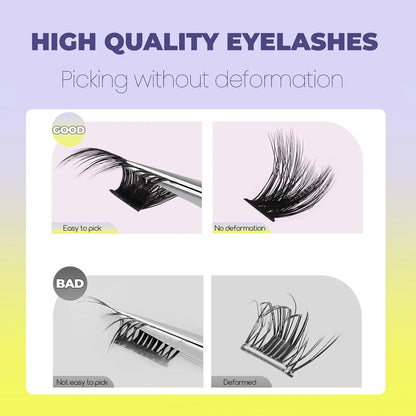 Blushimmer Groinneya Lashes Clusters cat eye wispy individual eyelash extensions with fluffy, voluminous style for DIY makeup application.