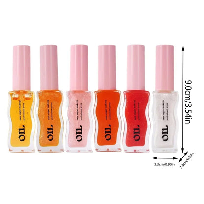 Blushimmer moisturizing lip balm with pink gloss, lip oil, and plumping benefits, showing a glossy pink lip balm tube.