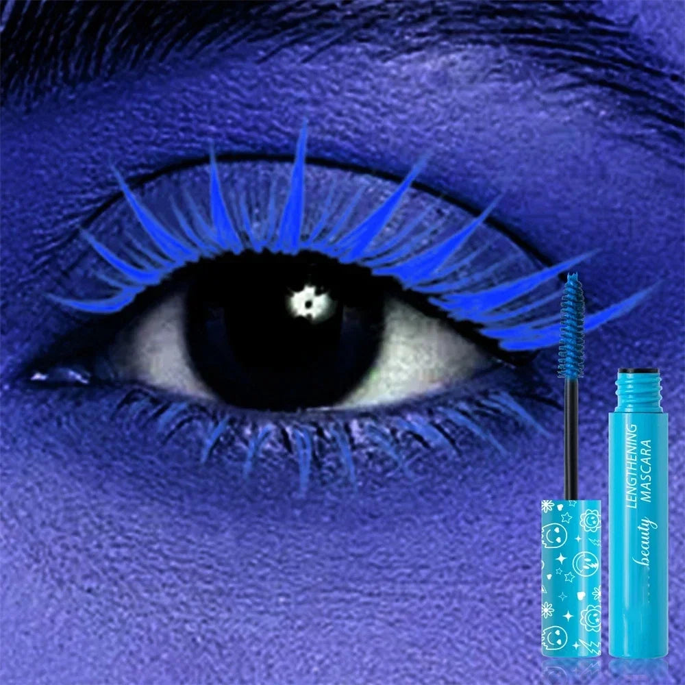Blushimmer 6-color neon fluorescent waterproof mascara with luminous pigment, quick-drying, non-caking, eyelash extension makeup.
