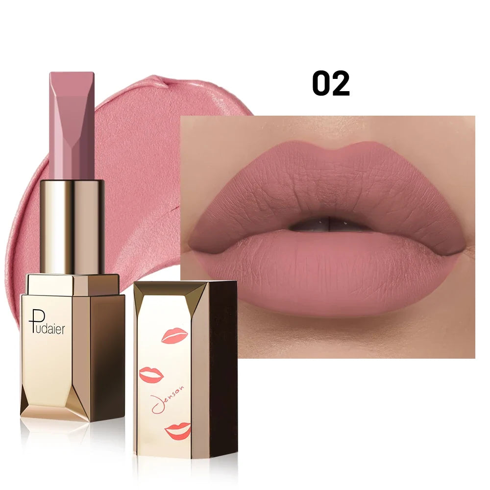 Blushimmer matte velvet lipstick in a smooth, high-pigment shade with long-lasting, stain-resistant, non-drying formula.