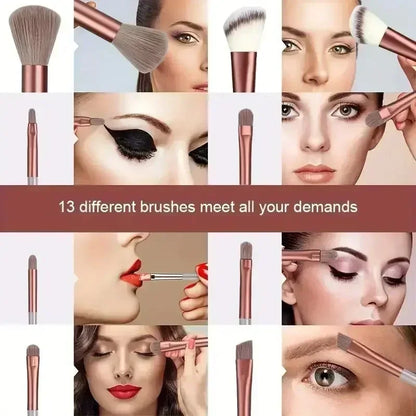 Vegan makeup brush set by Blushimmer with soft fluffy kabuki and blending brushes for foundation, contour, and baking application.