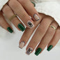 Blushimmer 3D bowknot pearl and leopard French nude almond fake nails, stylish wearable nail art with detachable false nails.
