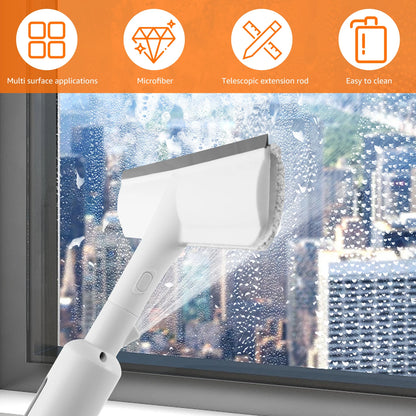 2 in 1 Extended Window Cleaning Kit Spray Double Sided Glass Squeegee Cleaner Duster Mop Window Professional Cleaning Tools