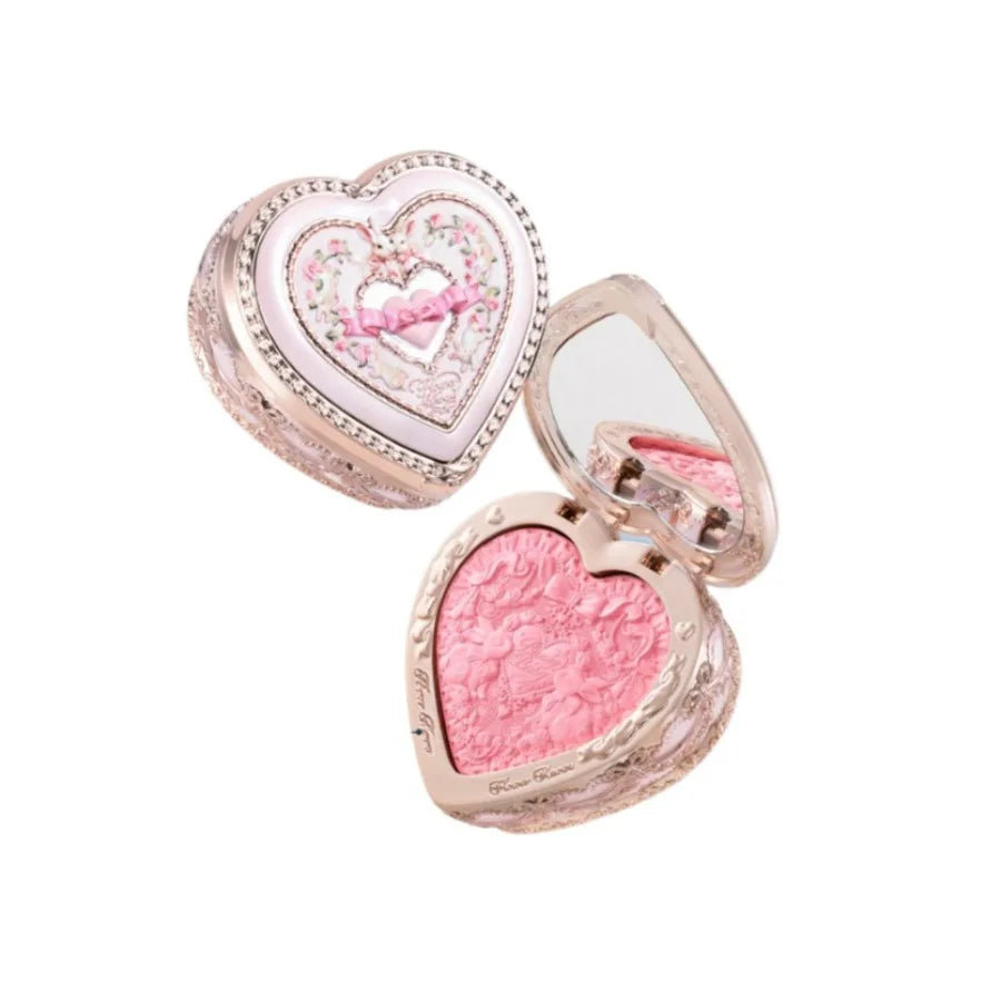 Blushimmer Flowerknows Garden Rose blush powder for cheeks, featuring natural matte finish and contouring in a compact form.
