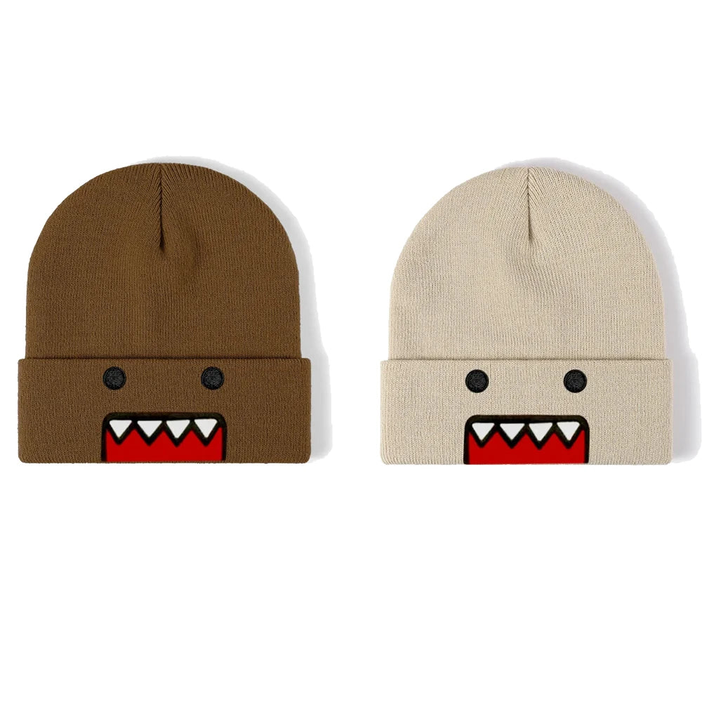 Domo Kun Cartoon Embroidered Knitted Hat Autumn Winter Outdoor Warm Windproof Hip Hop Casual Trendy Style for Men Women