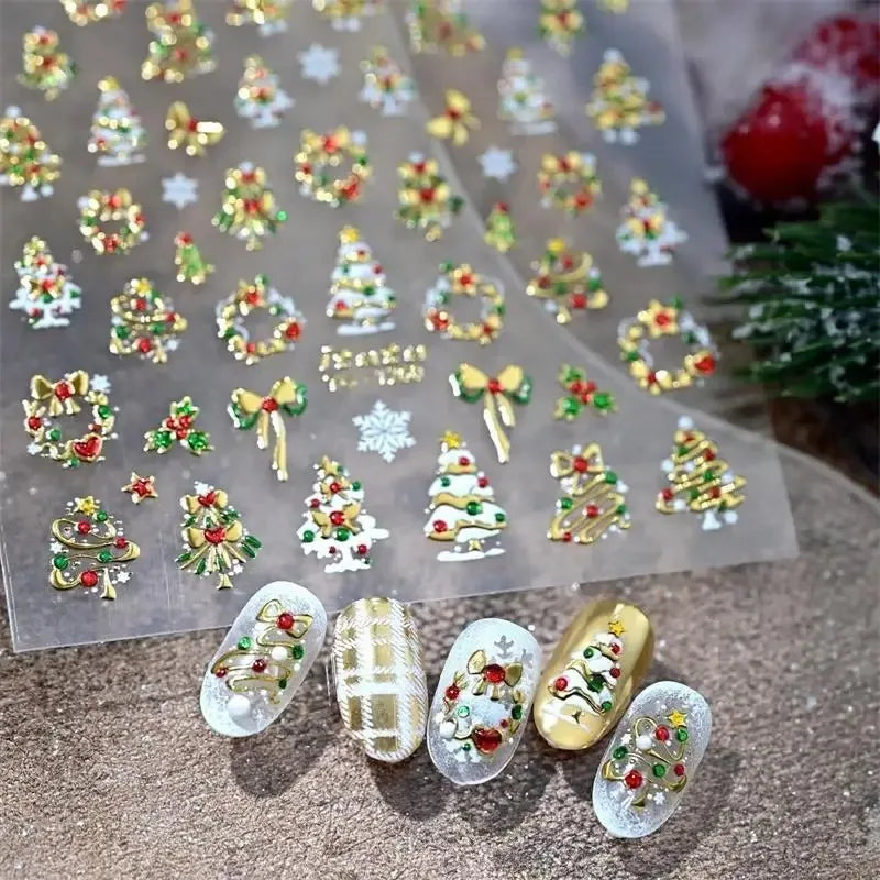 Silver Christmas snowflake nail stickers by Blushimmer, self-adhesive metal decals for winter manicure and holiday nail art.