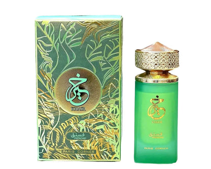 Blushimmer Paris Corner Pistachio Khair unisex perfume bottle, 3.4 fl oz EDP, featuring a stylish design for men and women.