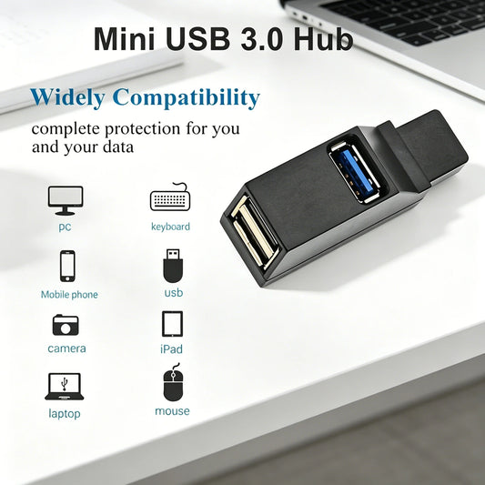 USB 3.0 2.0 Rotatable 3 Ports Hub Splitter,High Speed Data Transfer Multiple Expander for PC Computer Laptop MacBook Accessories