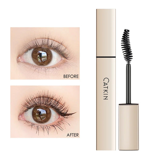Black waterproof Catkin Mascara by Blushimmer, showing the sleek 7.5g tube with mascara brush and product packaging.