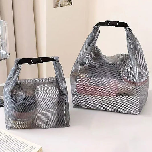Blushimmer travel makeup storage bag, large capacity waterproof case, hand-held design for outdoor swimming and travel use.