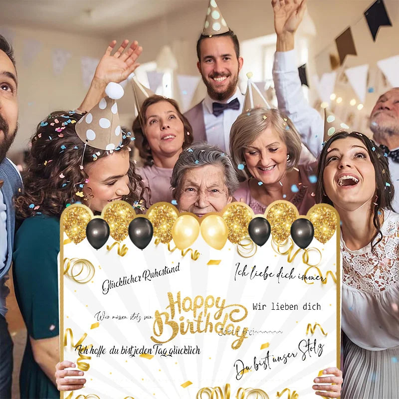 New Happy Birthday Black Gold Giant Birthday Guestbook Message Commemorative Card