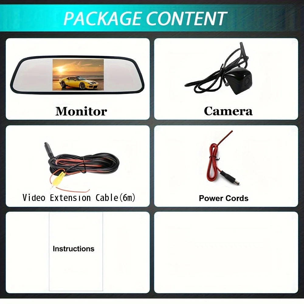 Backup Camera with Monitor Back up Camera System for Car  Reverse Camera  Rear View with 4.3in Monitor Safe Parking