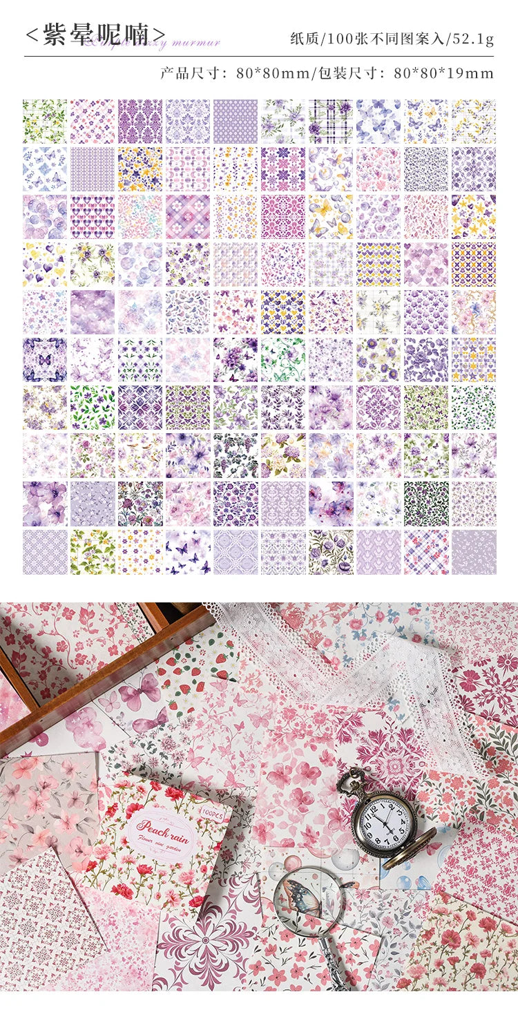 100pcs Vintage Paper Multi Style Deco Retro Stationery Supplies Writing Paper Junk Journal Label Scrapbooking Material Supplies