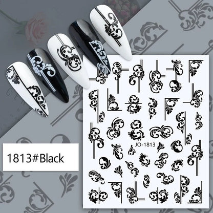 Black and white Blushimmer nail art stickers featuring sexy woman and girl designs for press-on nails and nail decoration.