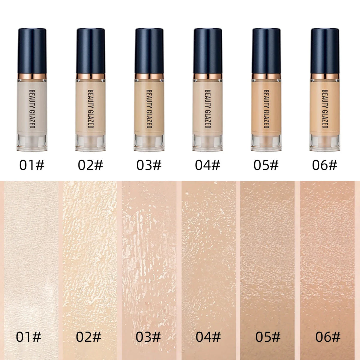 BEAUTY GLAZED 3Pcs Face Makeup Set,Matte Long lasting Waterproof Liquid Foundation+Primer+Puff