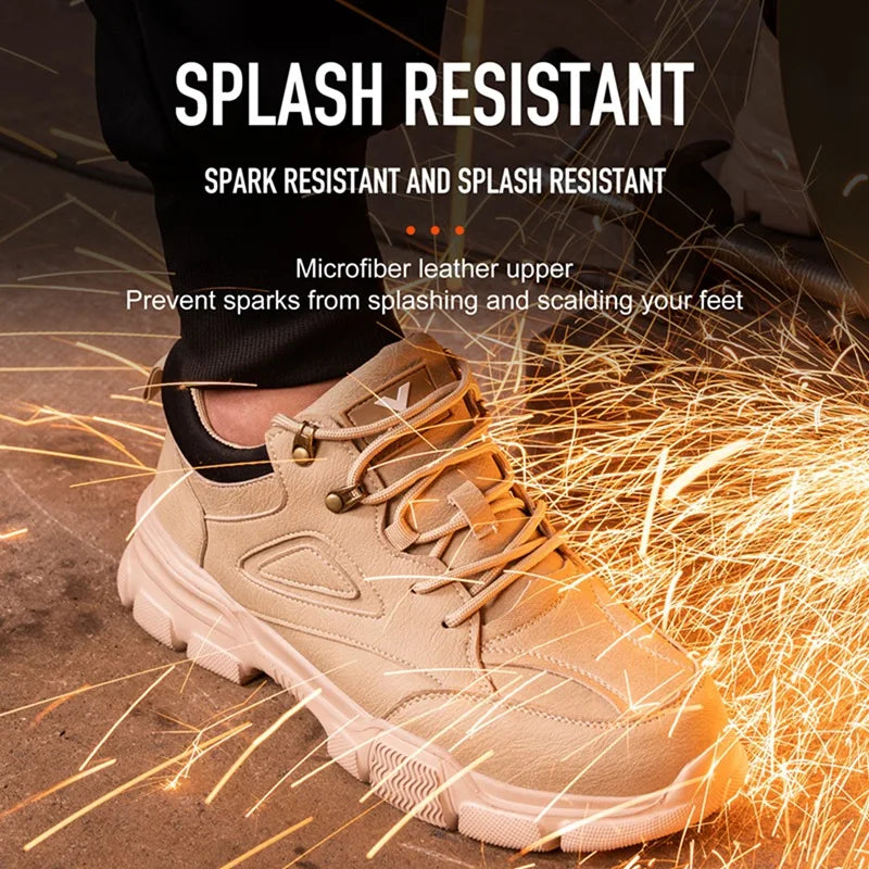 Steel Toe Safety Shoes Men, Anti-Puncture Anti-Smash Non Slip Industrial Work Boots Lightweight Breathable Protective Shoes