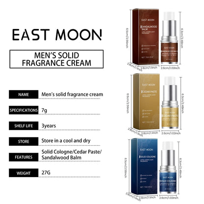 Blushimmer 3Scents men's solid cologne with woody scent, portable balm, lasting fresh fragrance, pheromones, and deodorant.