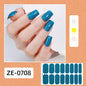 Gradient Cat Eye Style Nail Art Stickers, 16-Piece Set Self-Adhesive Waterproof Glitter False Nail Decals