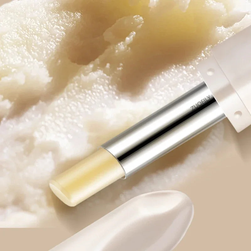 Blushimmer natural fruit-flavored lip balm with moisturizing, nourishing, anti-drying formula for soft, non-greasy lips.
