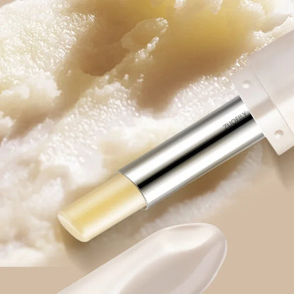 Blushimmer natural fruit-flavored lip balm with moisturizing, nourishing, anti-drying formula for soft, non-greasy lips.