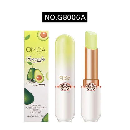 Blushimmer OMGA color-changing lip balm with peach flavor, moisturizing, waterproof, temperature-sensitive jelly lipstick on smooth lips