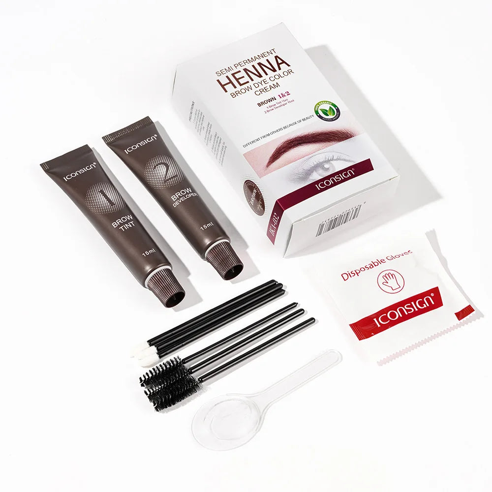 Blushimmer waterproof eyelash and eyebrow tint kit with permanent dye cream, includes applicator and dye pots for bold, long-lasting color.