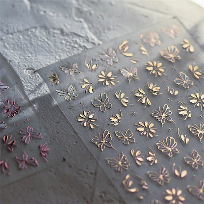 Close-up of Blushimmer Jelly Butterfly 5D nail art sticker with rhinestones and shiny insect design for DIY manicure decoration.