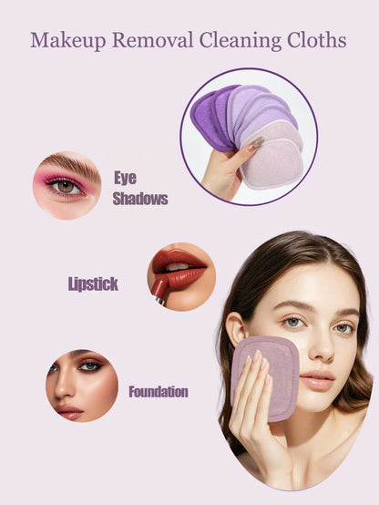Blushimmer 810 Makeup Remover Wipes in gradient color, 7 reusable, washable makeup removing cloths for all skin types.