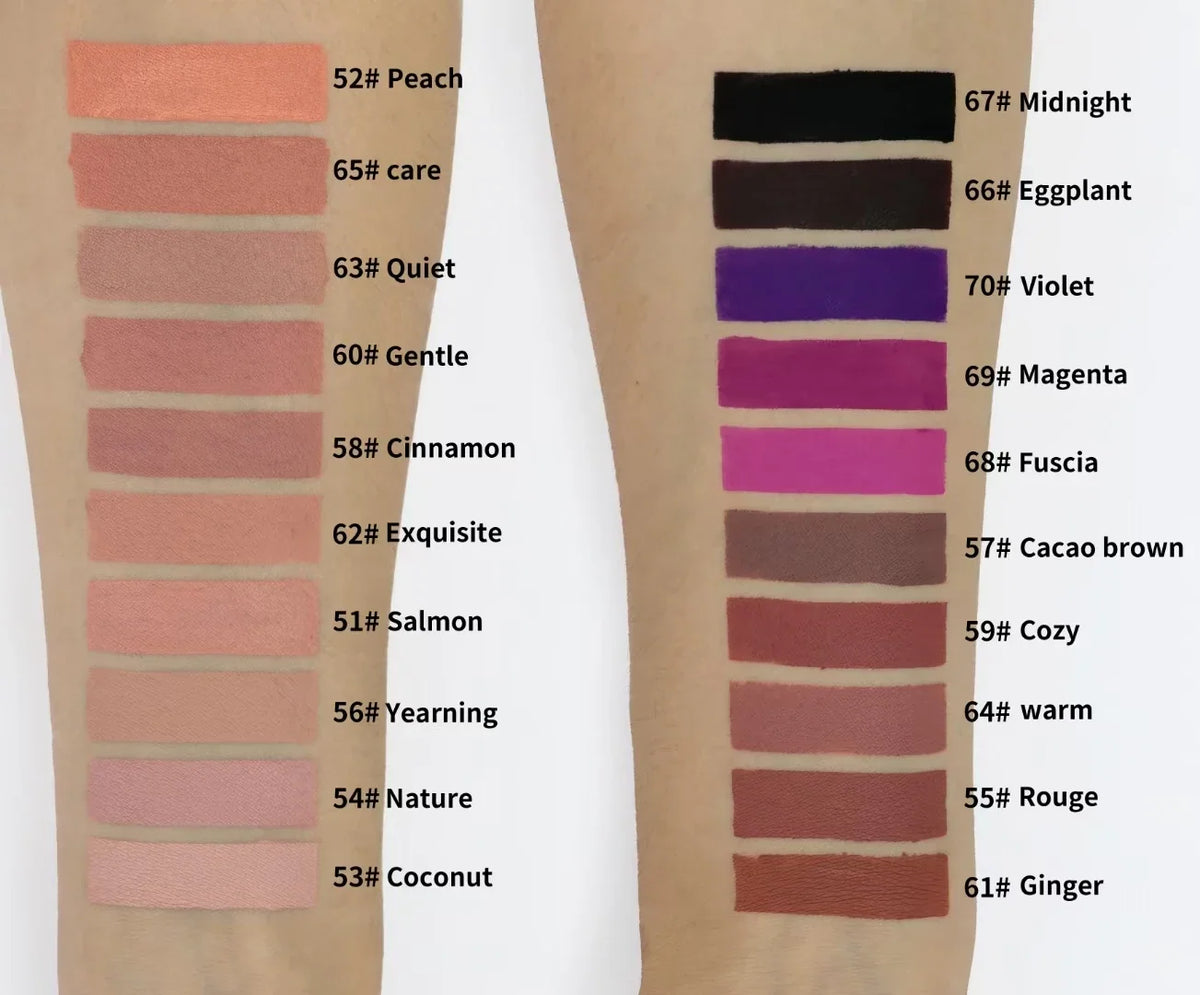 Blushimmer matte vegan liquid lipstick in mirror tube, long-lasting waterproof lip gloss, perfect for wholesale bulk purchase.