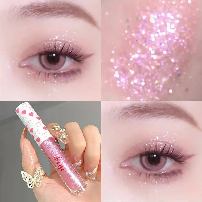Blushimmer liquid eyeshadow highlighter with waterproof, ultra-shiny, long-lasting glitter finish for vibrant, monochrome eye looks.