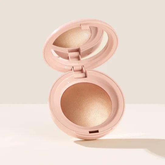 Blushimmer Rare Beauty melting cream blush with matte pearlescent texture, glitter accents, and nourishing lip gloss in soft shades